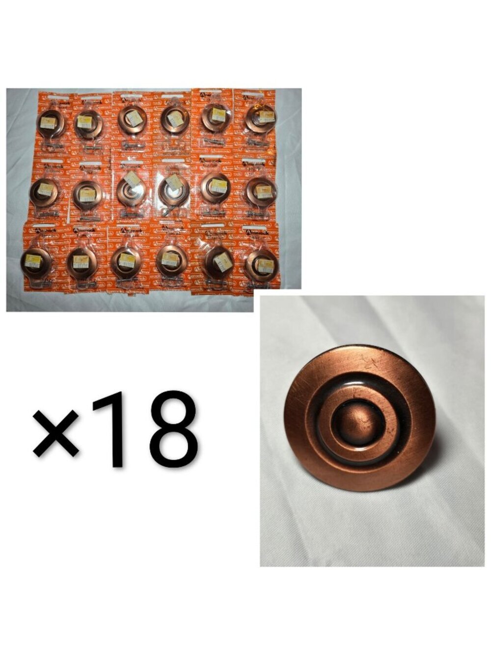 18 VTG Amerock Colonnade Antique Copper 1  1/2" Round Cabinet Knob T-594 MCM